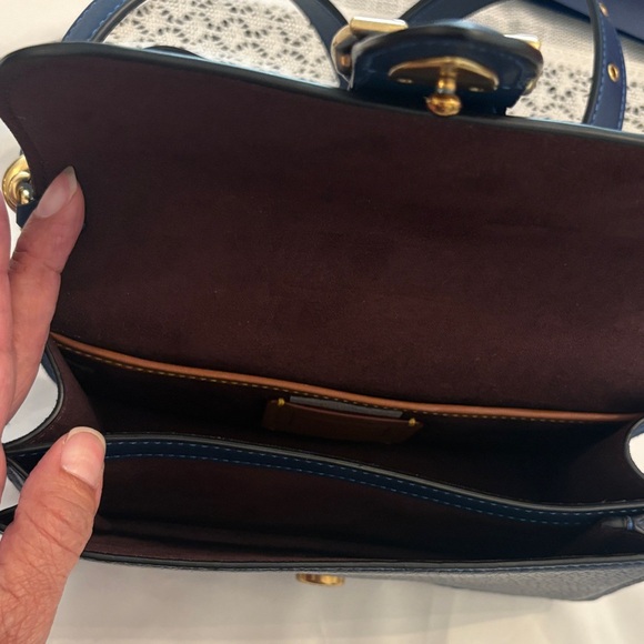 Coach Navy Leather Crossbody Bag with Gold Accents - Picture 9 of 9